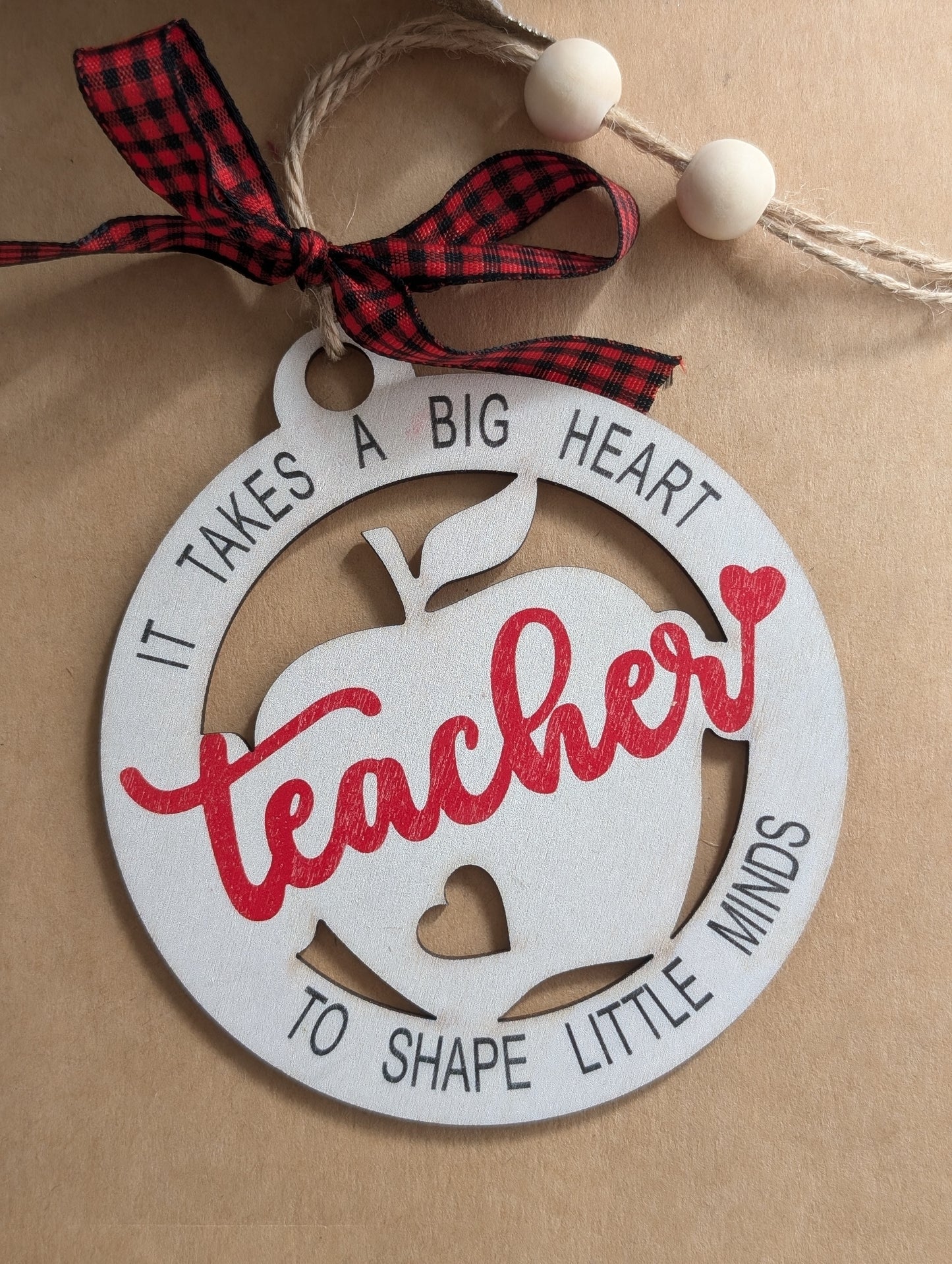 Wooden Teacher Christmas Ornament
