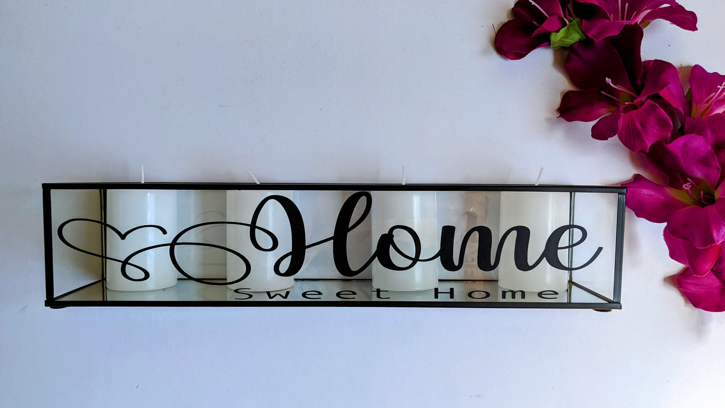 Home Sweet Home Glass Candle Holder