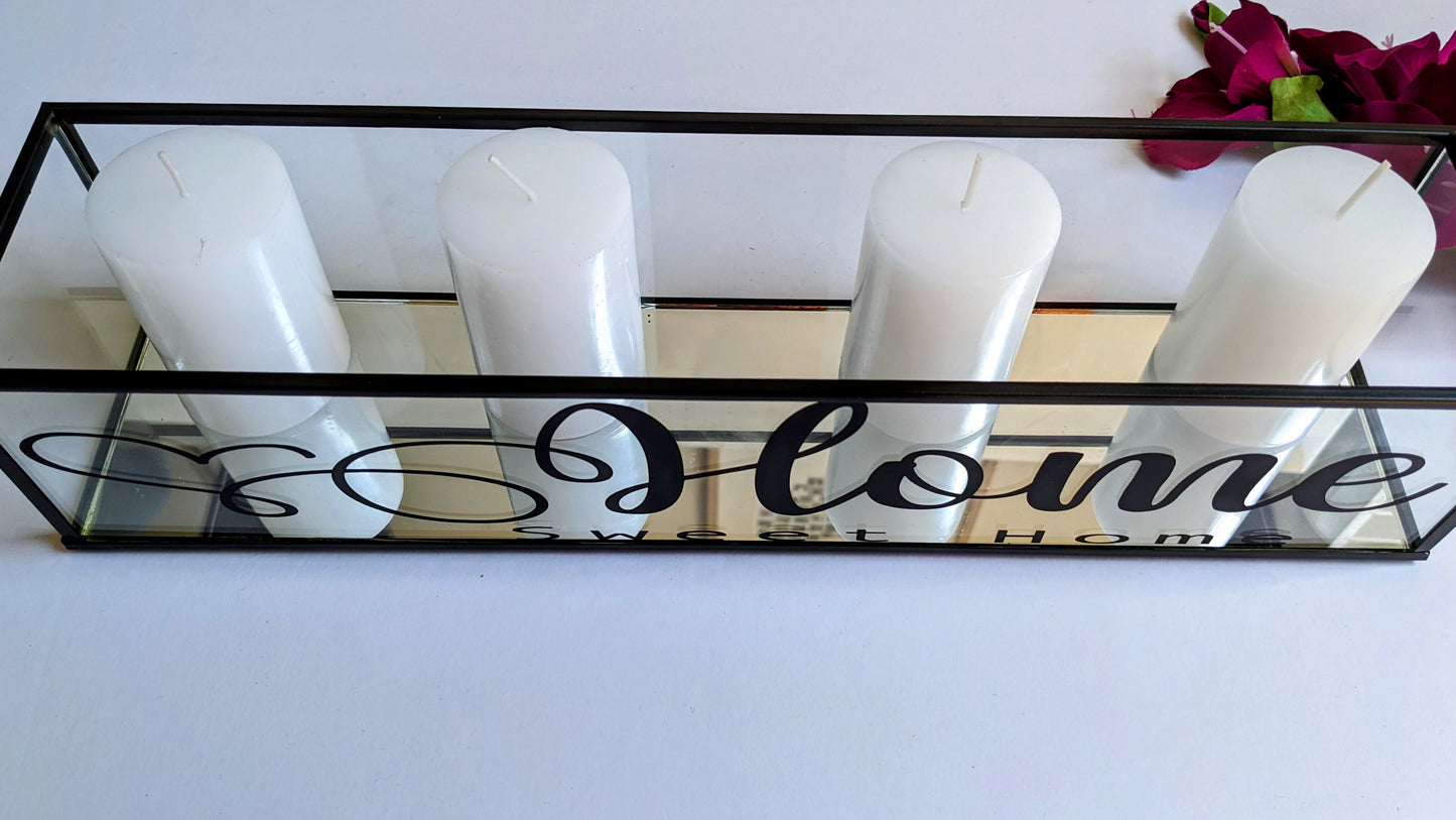 Home Sweet Home Glass Candle Holder
