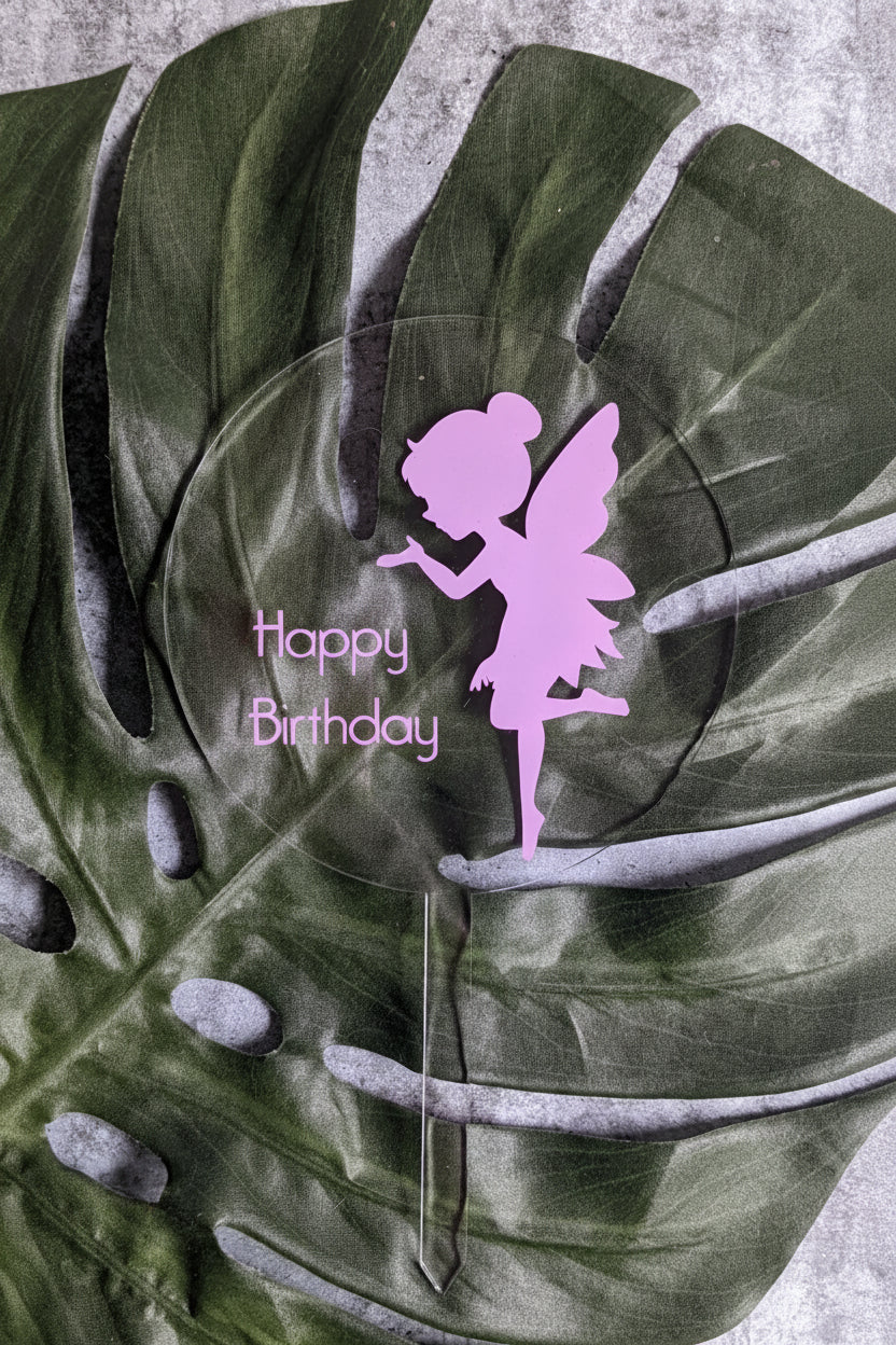 *CLEARANCE8 Personalised Fairy Kids Birthday Cake Topper