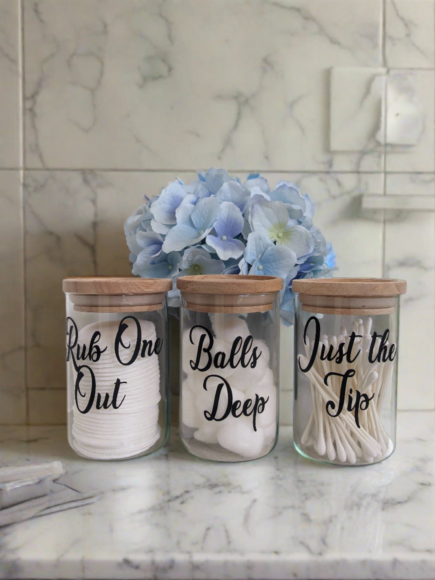 Funny Set of 3 Bathroom Jars | Storage Containers | Bathroom Decor