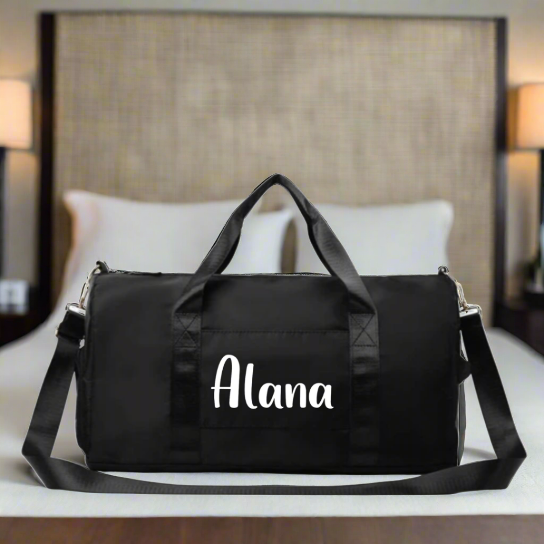 personalised duffle bag for use at gym, dance, overnight, sport. great for both kids and adults