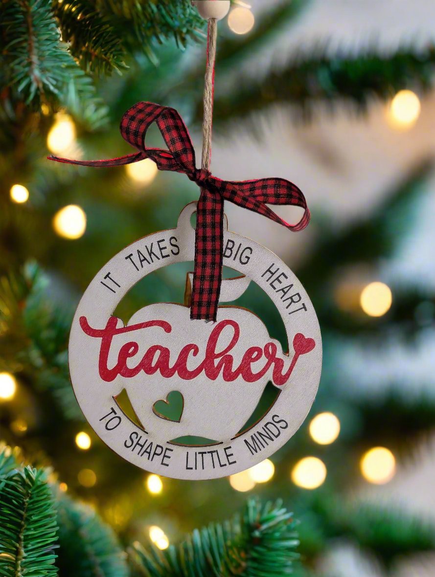Wooden Teacher Christmas Ornament