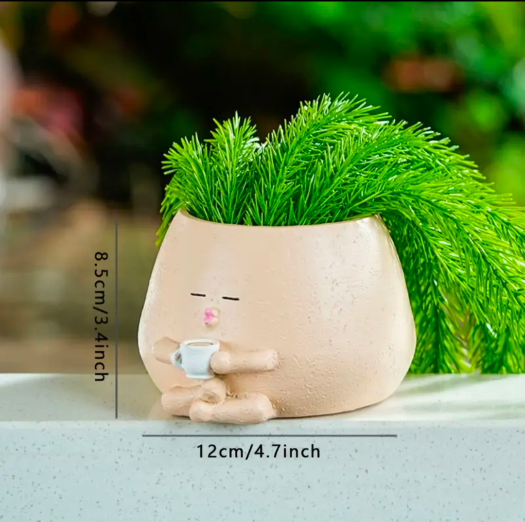 Coffee & Calm Succulent Planter – Cute Ceramic Pot for Succulents & Cacti