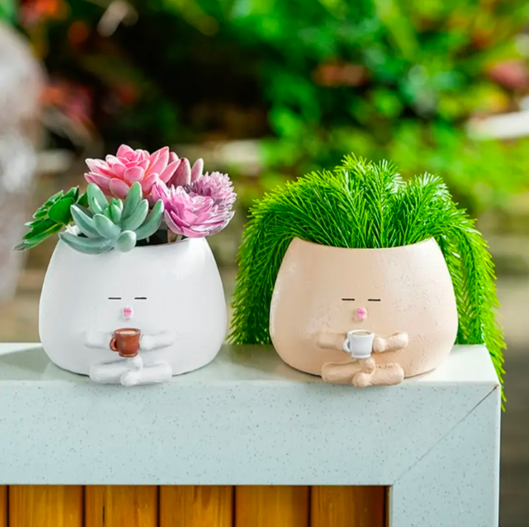 Coffee & Calm Succulent Planter – Cute Ceramic Pot for Succulents & Cacti