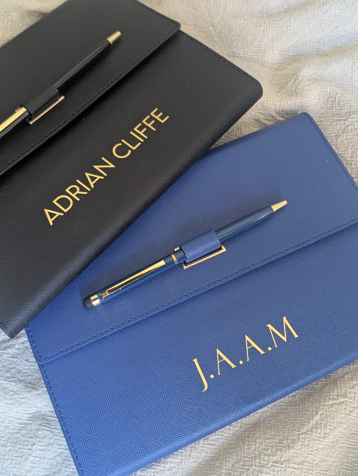 Personalised Black Leatherette Notebook & Pen Set
