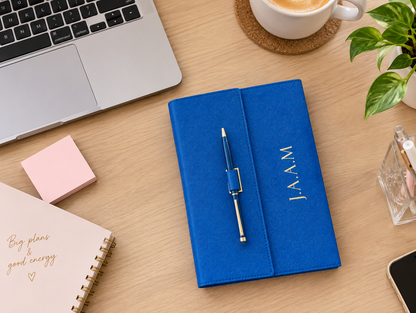 Personalised Black Leatherette Notebook & Pen Set