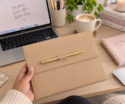 Personalised Black Leatherette Notebook & Pen Set