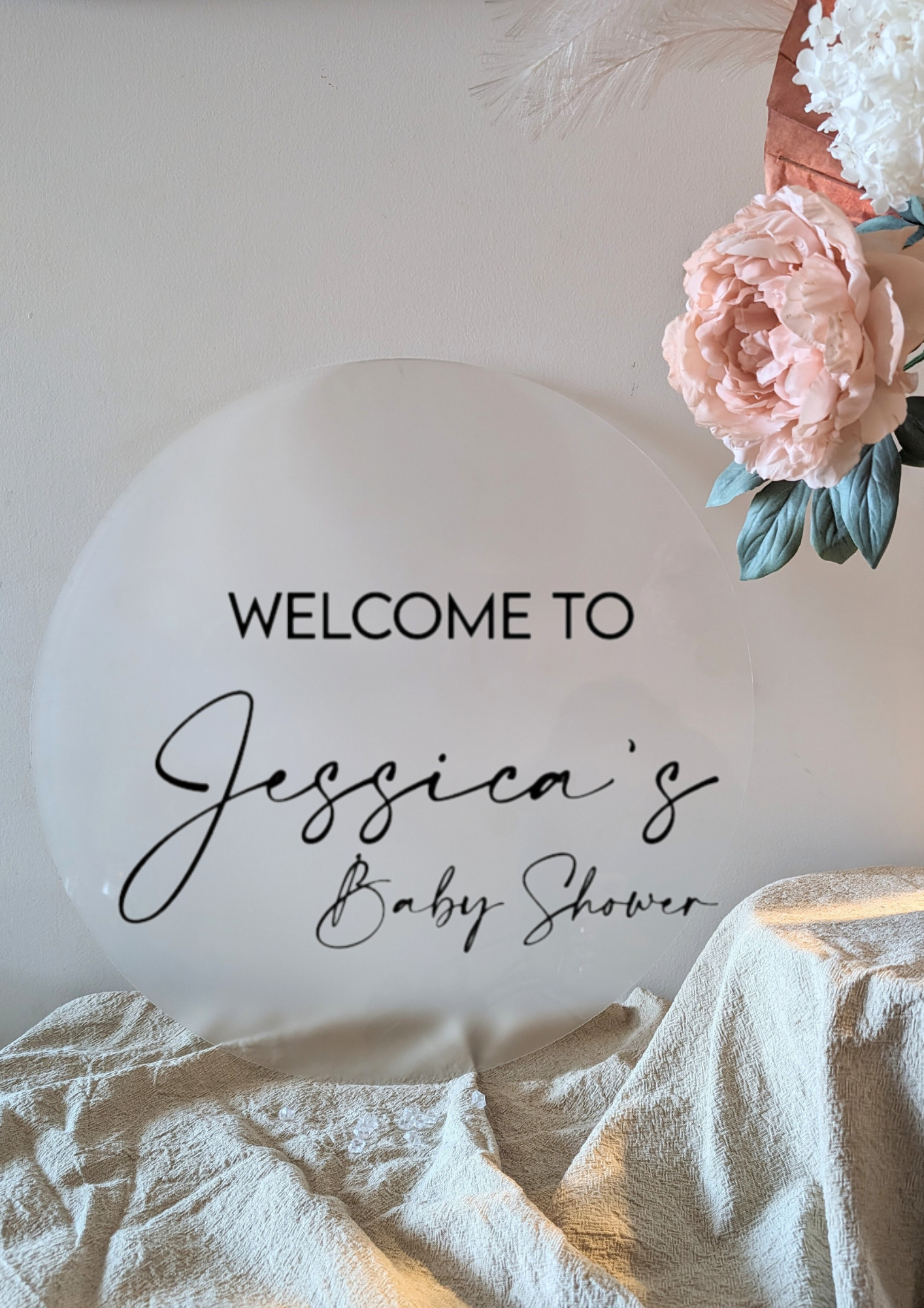 Baby Shower Round Acrylic Welcome Sign