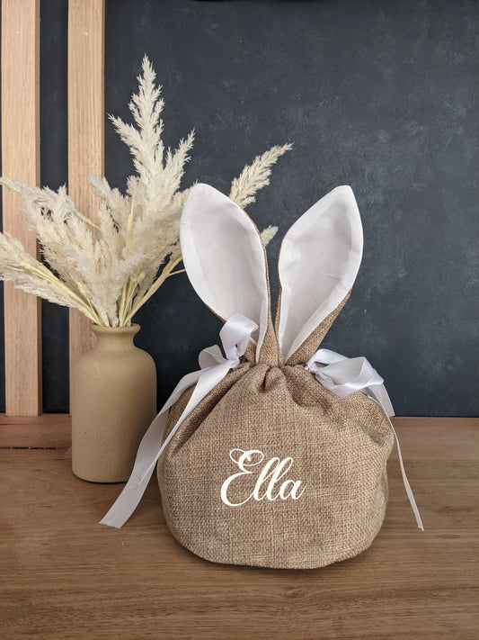 Personalised Easter Bunny Linen Bag | Pouch | Easter Gift | Egg Hunt