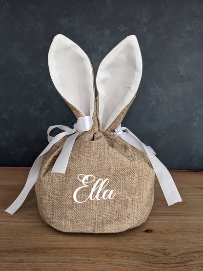 Personalised Easter Bunny Linen Bag | Pouch | Easter Gift | Egg Hunt