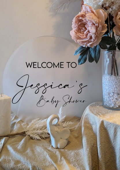 Baby Shower Round Acrylic Welcome Sign