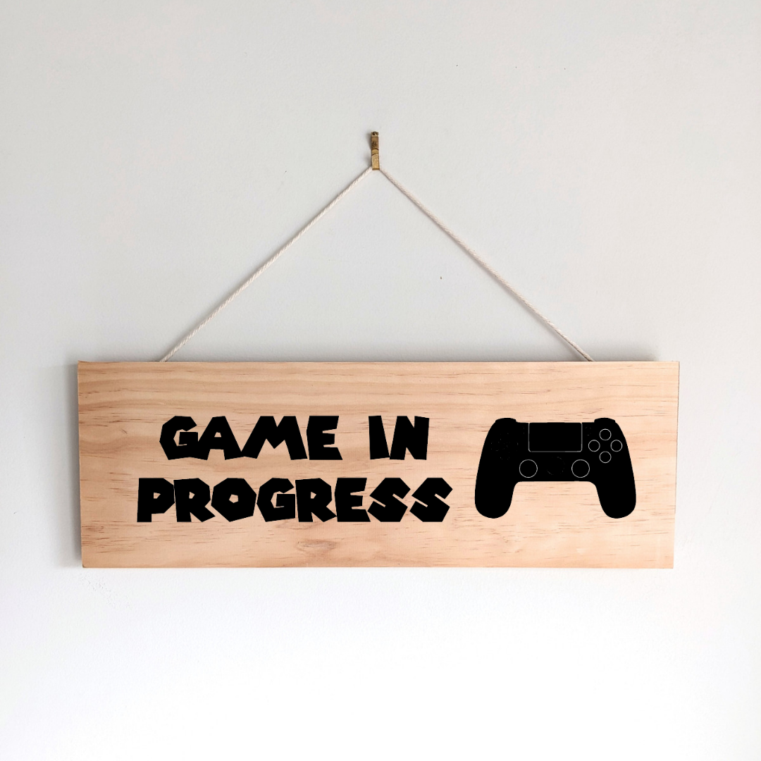 Game in Progress Wooden Door Sign |Gamer Sign Do not Disturb | Kids Gaming Gifts