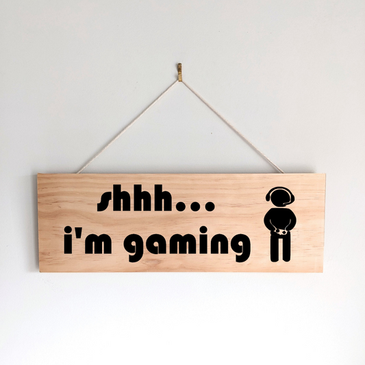 Shh... i'm gaming Wooden Door Sign |Gamer Sign Do not Disturb | Kids Gaming Gifts