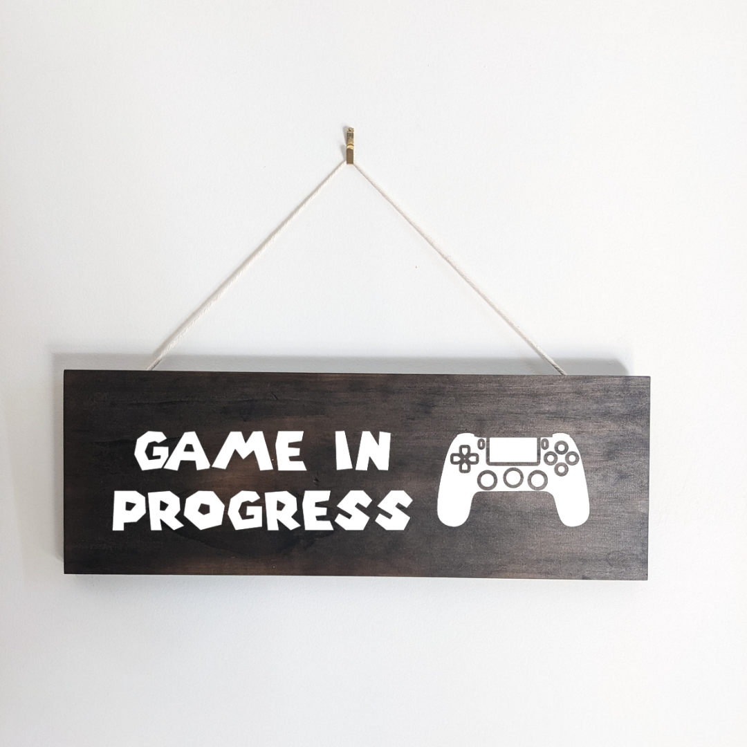 Game in Progress Wooden Door Sign |Gamer Sign Do not Disturb | Kids Gaming Gifts