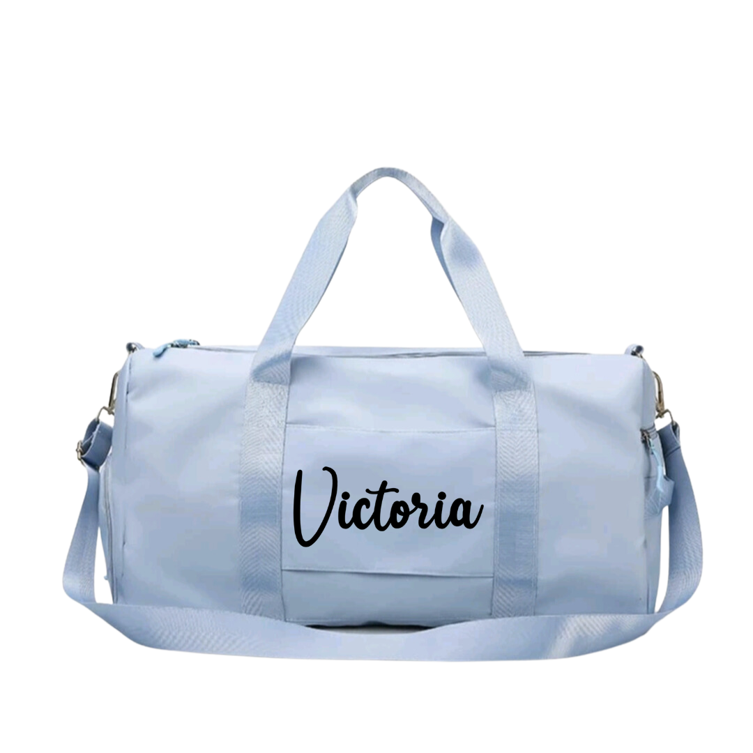 Pale Blue Personalised Sports Duffle Bag | Dance Bag