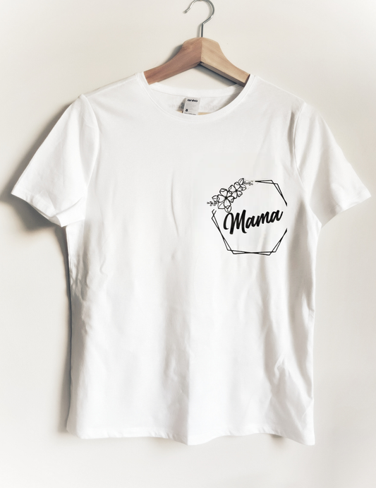 Mama White Cotton T-Shirt