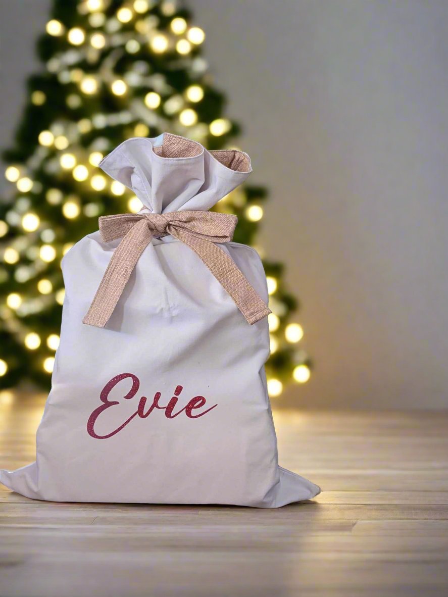 Personalised Santa Sacks Large Canvas and Linen Santa Sack