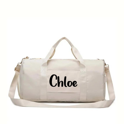 White Personalised Overnight Travel Luggage Bag