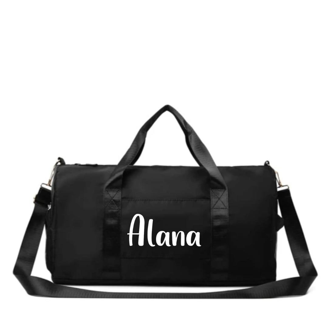 Black Personalised Sports Duffle Bag