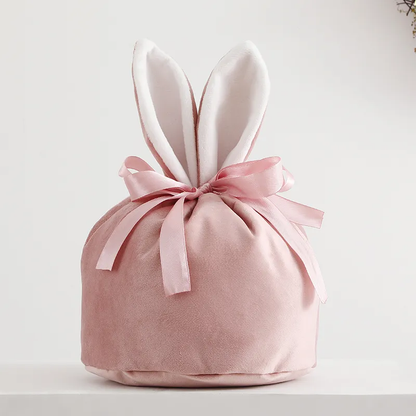 Personalised Easter Bunny Pink Velvet Bag | Pouch | Easter Gift | Egg Hunt