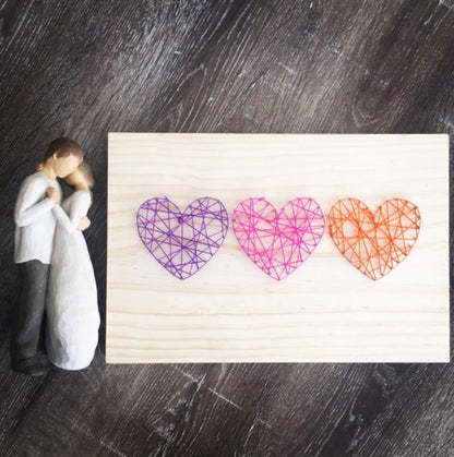 3 Hearts String Art | Wooden Wall Art