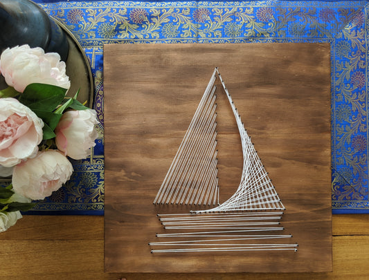 Nautical Wooden Sail Boat String Art