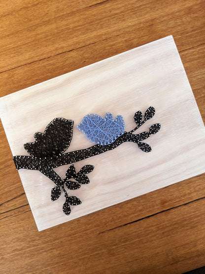 Baby Birds on branch Wooden String Art