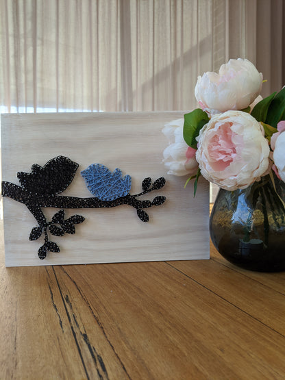 Baby Birds on branch Wooden String Art