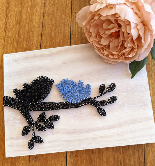 Baby Birds on branch Wooden String Art