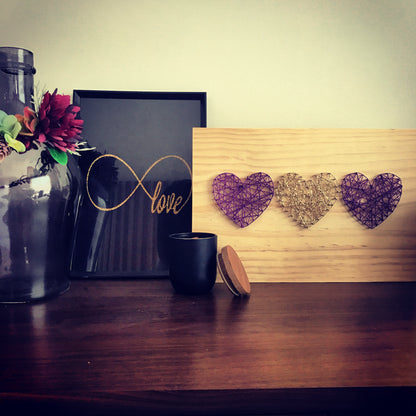 3 Hearts String Art | Wooden Wall Art