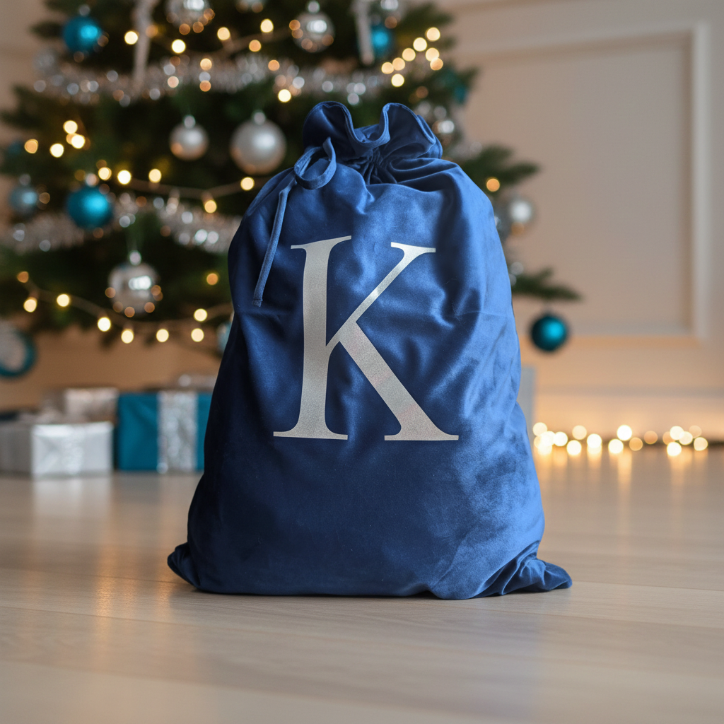 Luxe Velvet Santa Sacks in Navy Blue