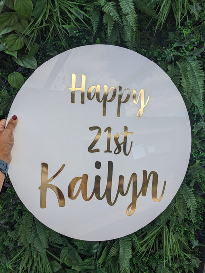 Round Acrylic Birthday Sign