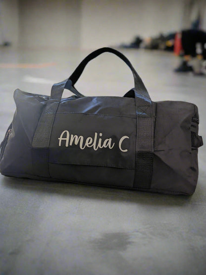 Black Personalised Sports Duffle Bag