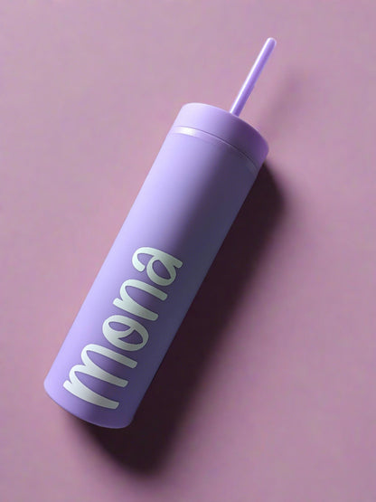 Pastel Coloured Personalised Drink Bottle Tumbler with straw