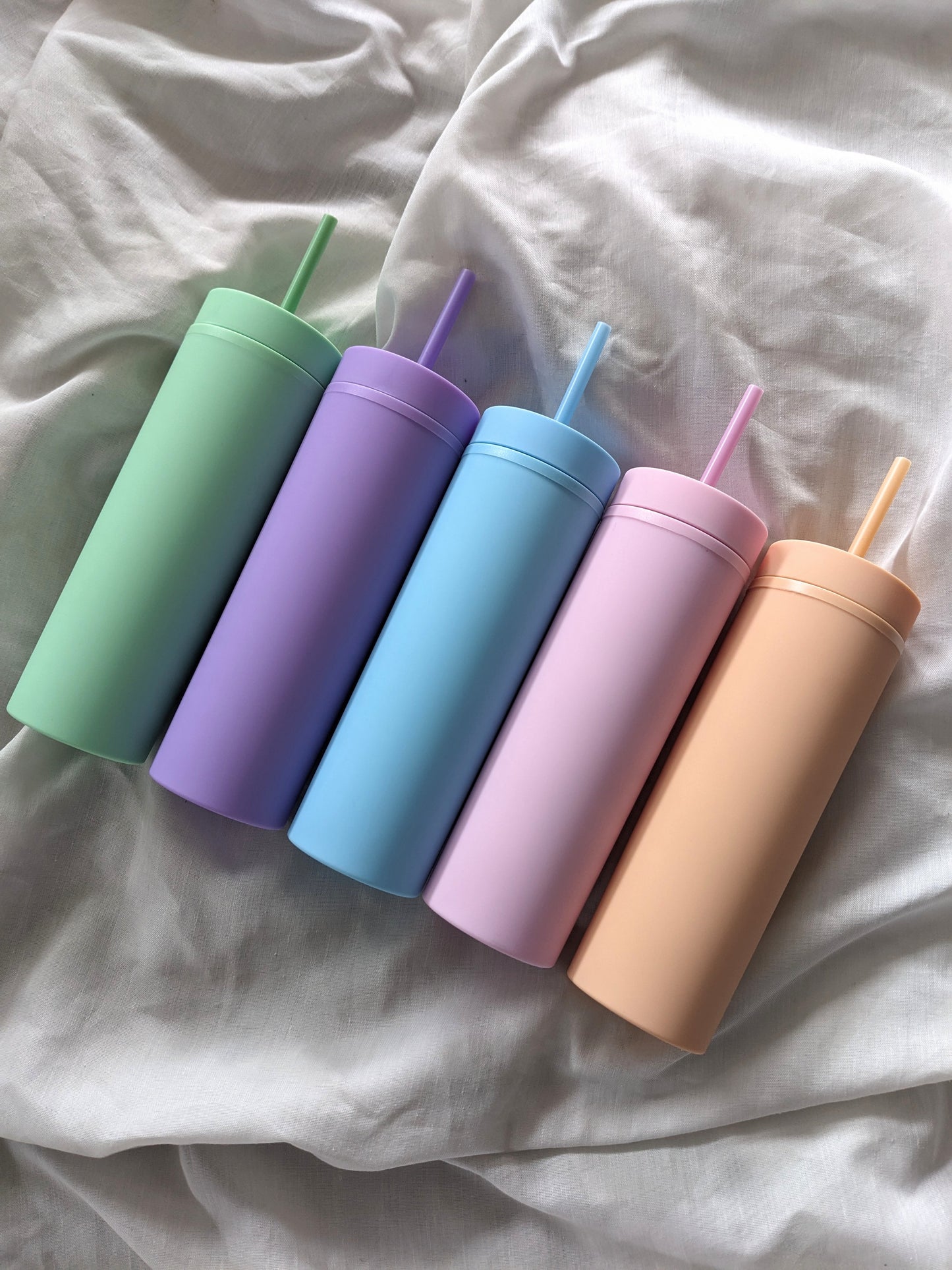 Pastel Personalised Drink Bottle Tumbler with straw