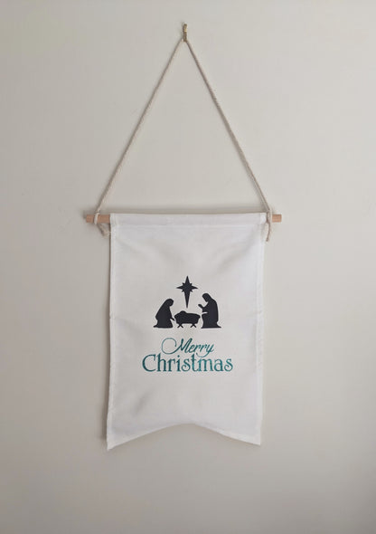 Christmas Banner - Merry Christmas with Nativity Scene