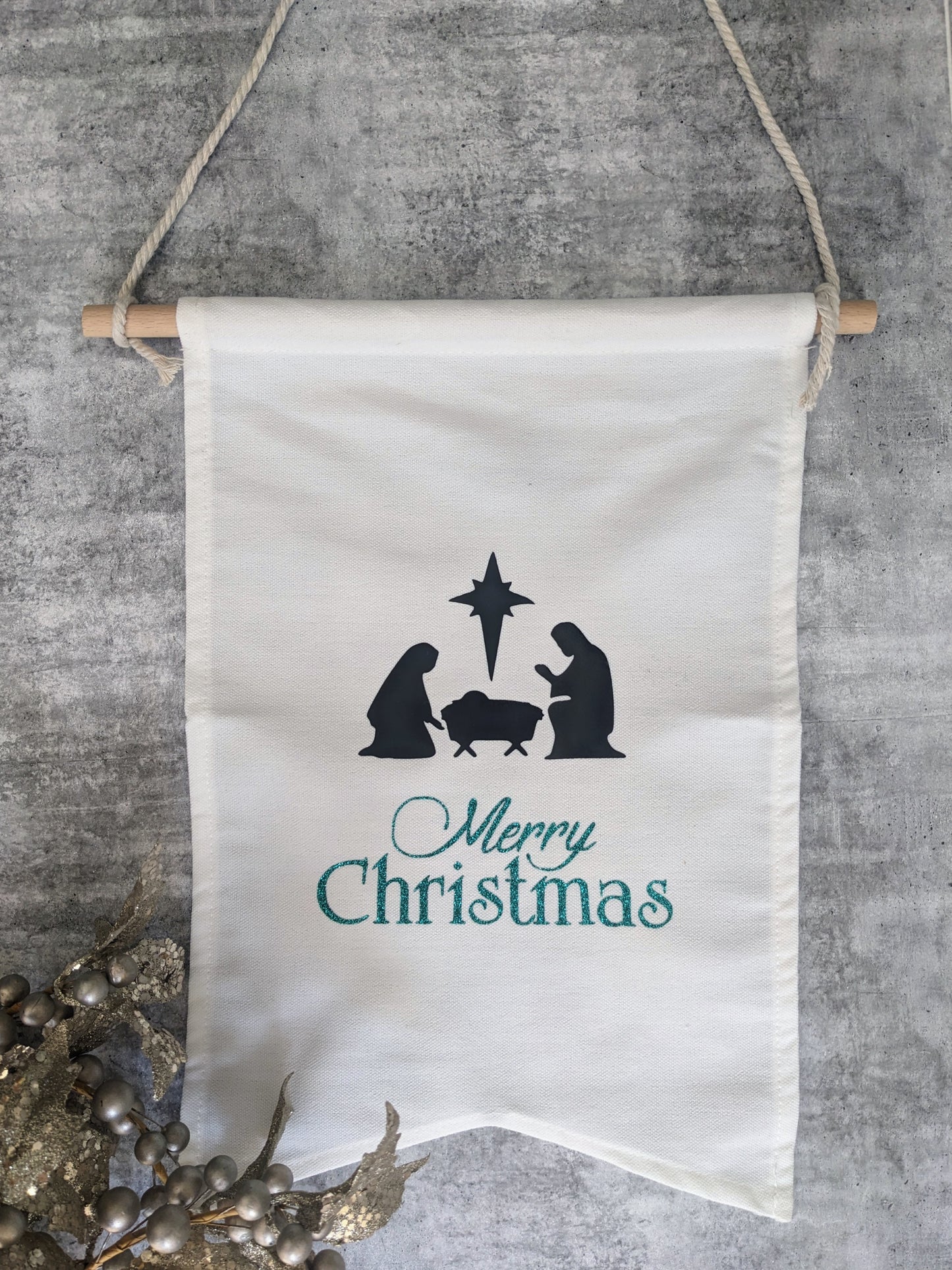 Christmas Banner - Merry Christmas with Nativity Scene