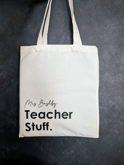 Personalised Teacher Stuff Tote Bag | Teacher Appreciation End of Year Gift