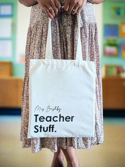 Personalised Teacher Stuff Tote Bag | Teacher Appreciation End of Year Gift