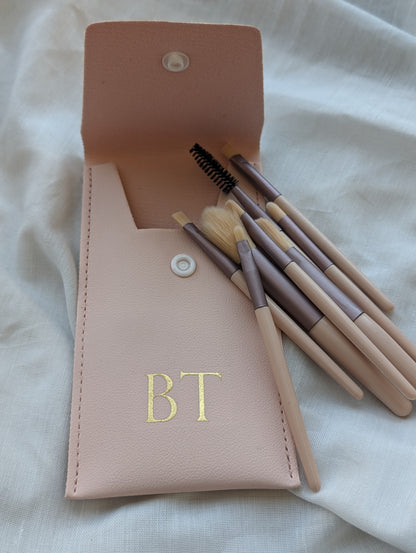 Monogramed Travel Makeup Brush Set