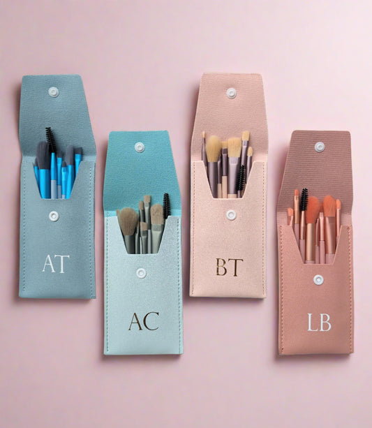 Monogramed Travel Makeup Brush Set