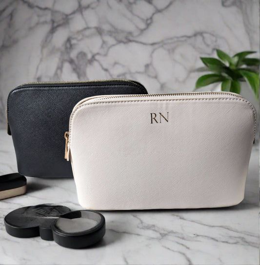 Monogrammed Leatherette Makeup Bag