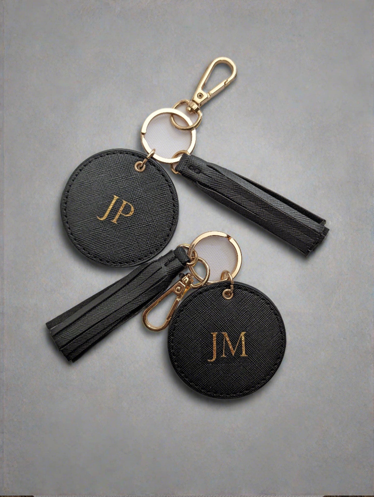 Monogrammed Leatherette keychain with tassel