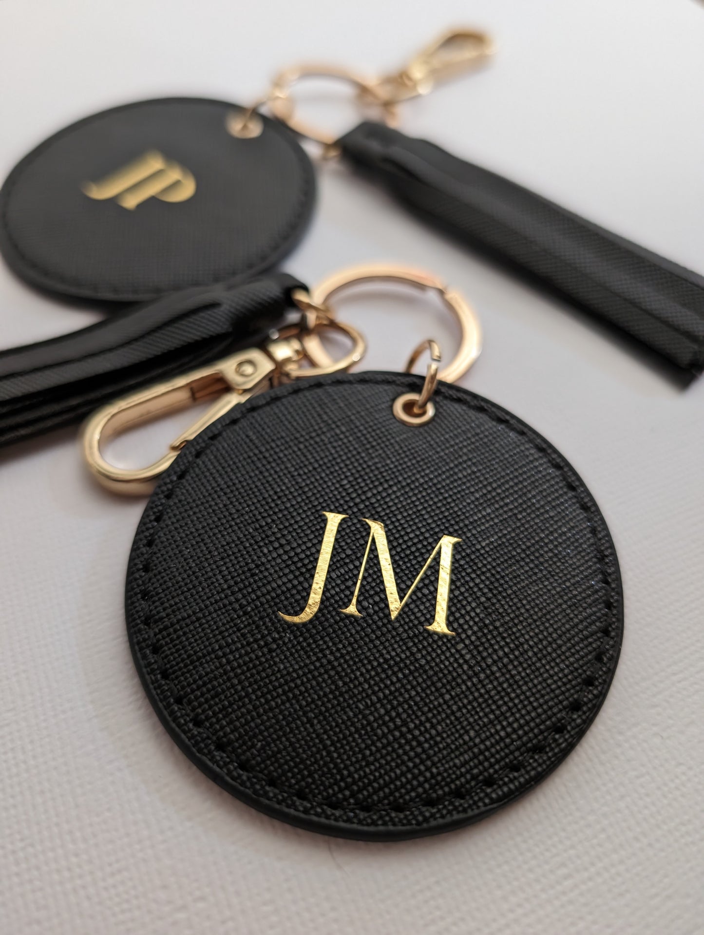 Monogrammed Leatherette keychain with tassel