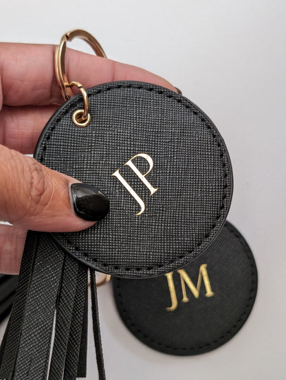 Monogrammed Leatherette keychain with tassel