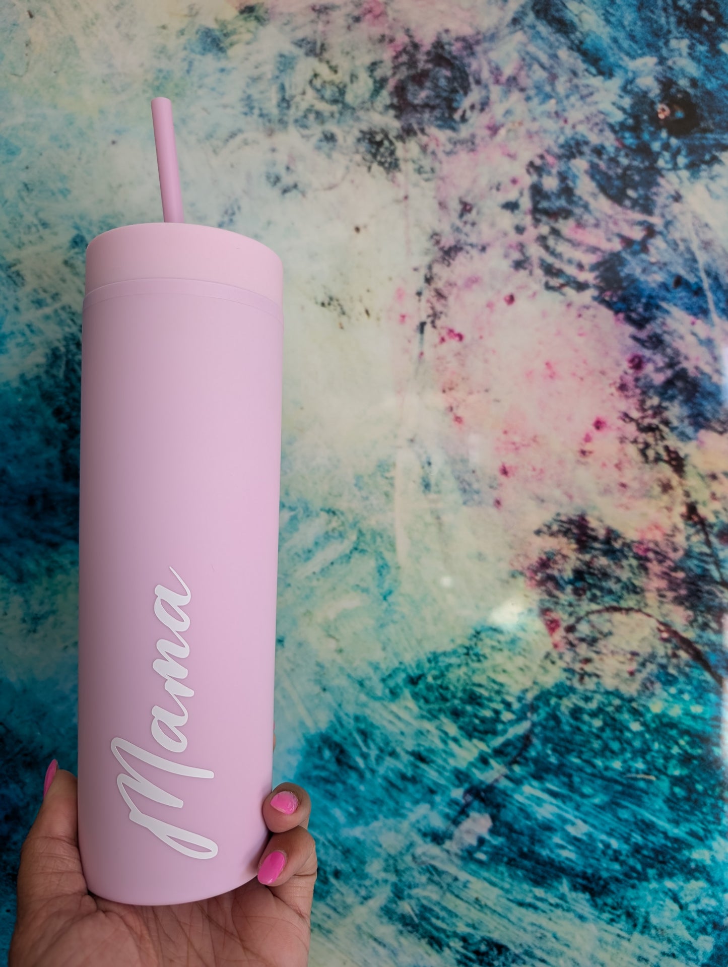 Pastel Personalised Drink Bottle Tumbler with straw