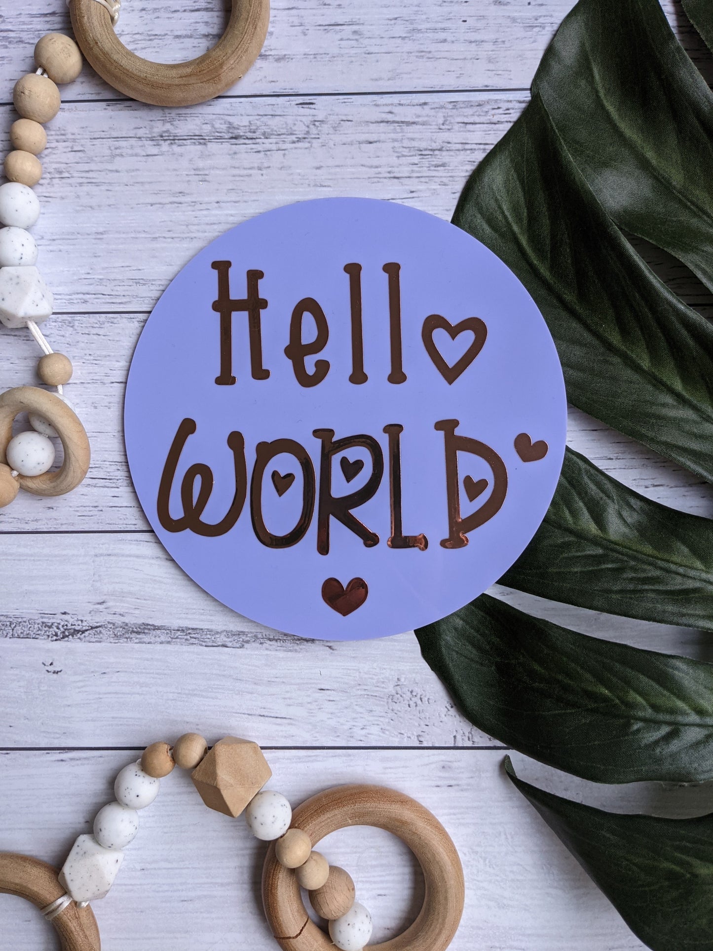 Birth Announcement Sign | Hello World Baby Milestone Acrylic Photo Prop