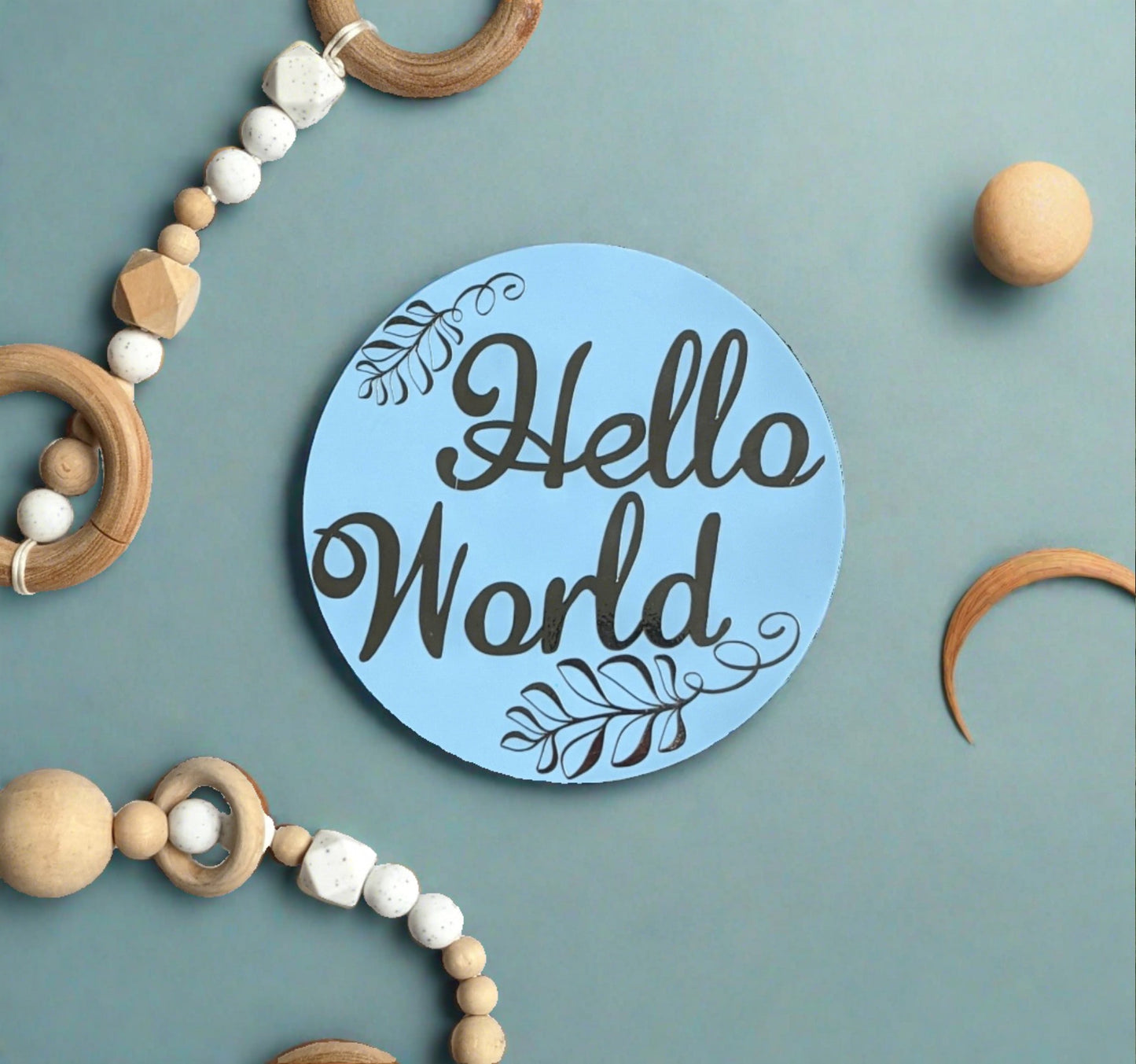 Baby Birth Announcement Sign | Hello World Baby Milestone Disc