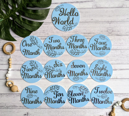 Birth Announcement Disc and Milestone Bundle | 1-12 month acrylic discs | Photo Props